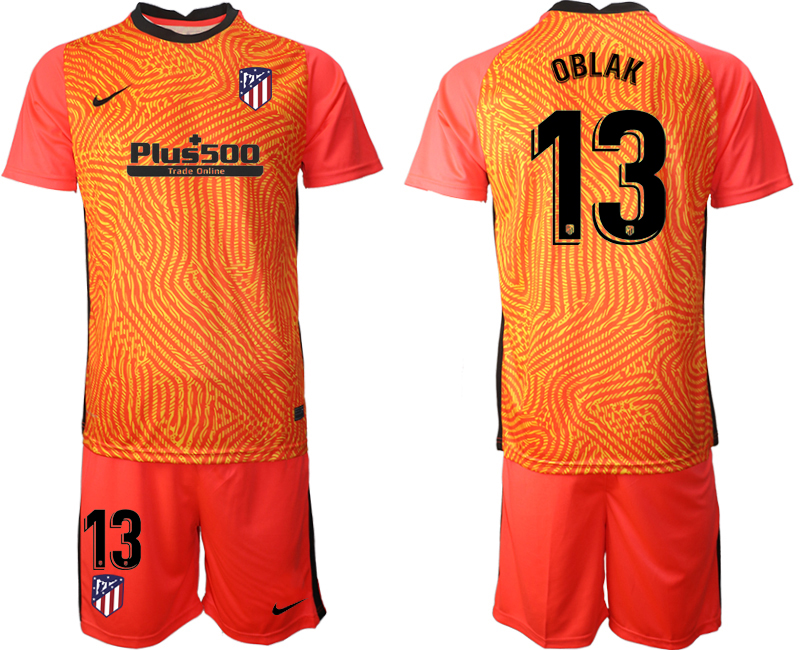 2021 Men Atletico Madrid red goalkeeper #13 soccer jerseys